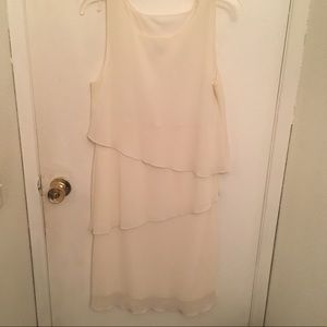 Cream Sleeveless Ruffled Layered Dress